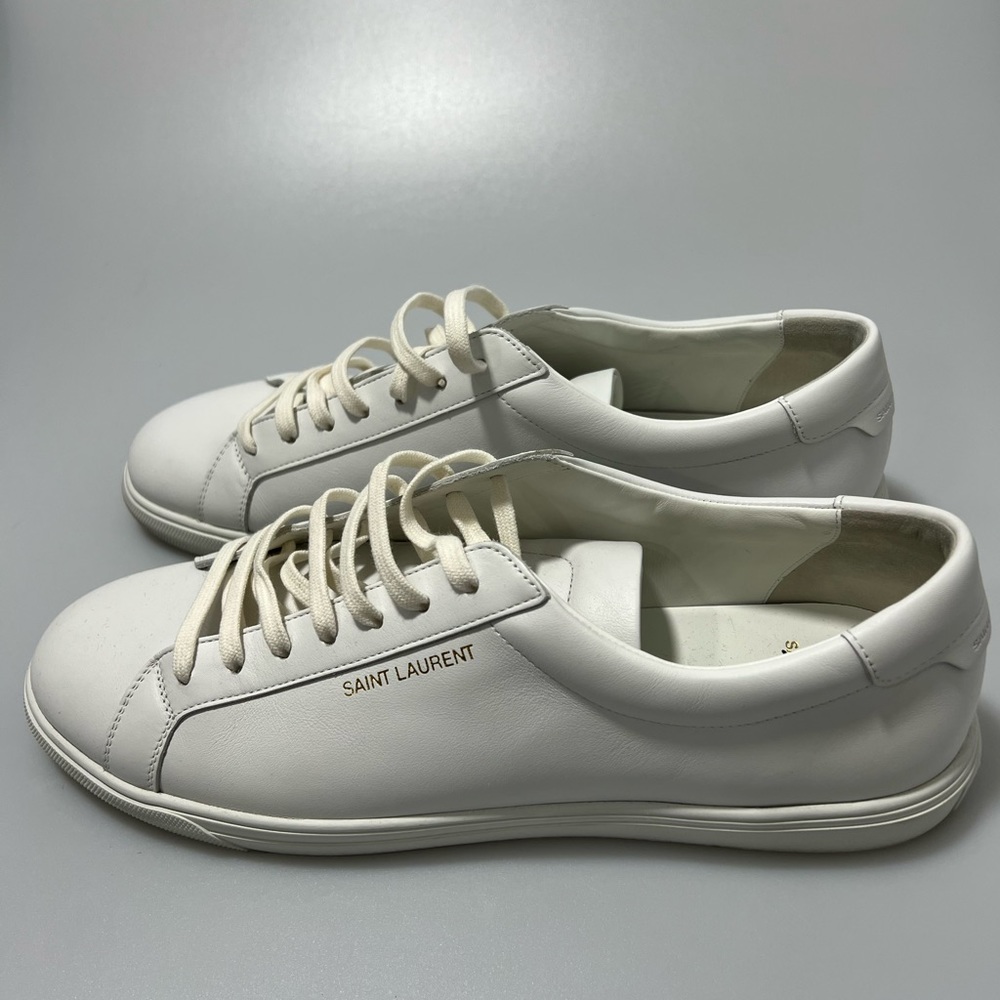 Saint Laurent Andy Leather Low-Top Leather Sneakers White Men’s EU 45.5/US 12.5 - Picture 4 of 8